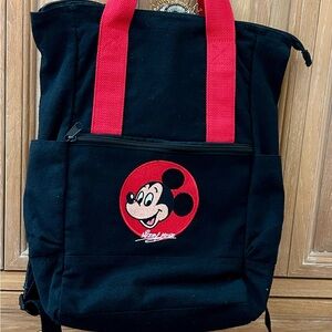 Disney Black Backpack with Red Mickey Mouse Patch